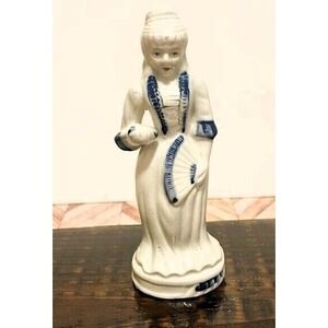 Vintage Porcelain Lady Figurine, Blue and White